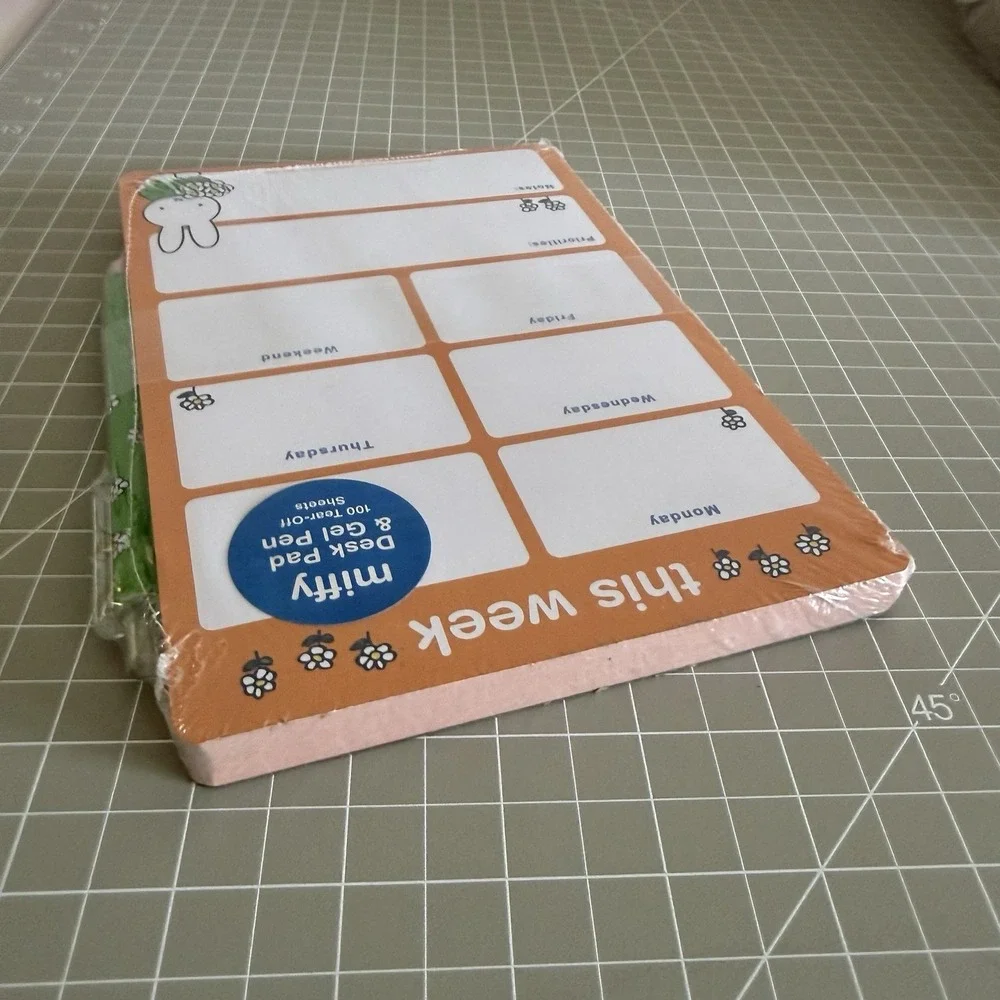MIFFY Desk Pad & Gel Pen Set Weekly Planner Notepad 100 Tear‎ Off Sheets Flowers